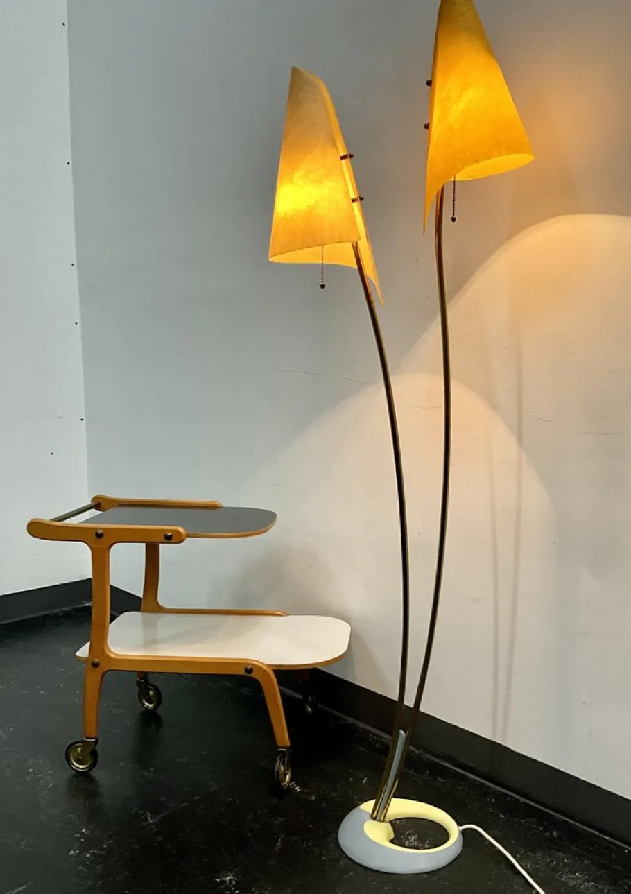 New Pamono Fiberglass and Steel Floor Lamp by Carl Auböck, 1950s
