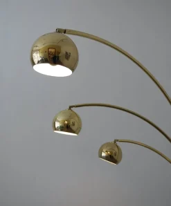 Pamono 3-Fingers Brass Arc Lamp with Marble Base by Goffredo Reggiani for Reggiani Lighting, Italy, 1960s