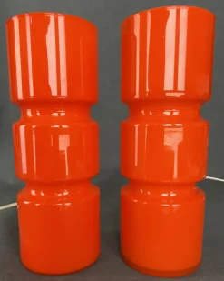 Online Pamono Fitz Table Lamps in Red Glass from Habitat, Poland, 1990s, Set of 2