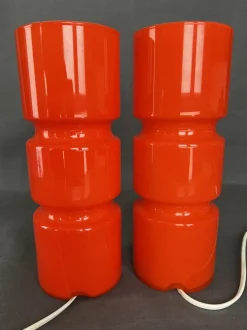 Online Pamono Fitz Table Lamps in Red Glass from Habitat, Poland, 1990s, Set of 2