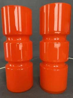 Online Pamono Fitz Table Lamps in Red Glass from Habitat, Poland, 1990s, Set of 2