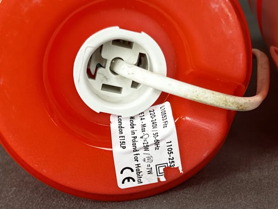 Online Pamono Fitz Table Lamps in Red Glass from Habitat, Poland, 1990s, Set of 2