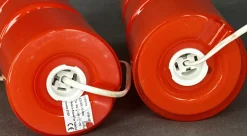 Online Pamono Fitz Table Lamps in Red Glass from Habitat, Poland, 1990s, Set of 2