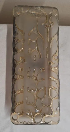 Hot Pamono Flat German Vintage Wall Lamp with Brutalist Cut Glass Shade in Black Metal Mounting by Peill & Putzler, 1970s