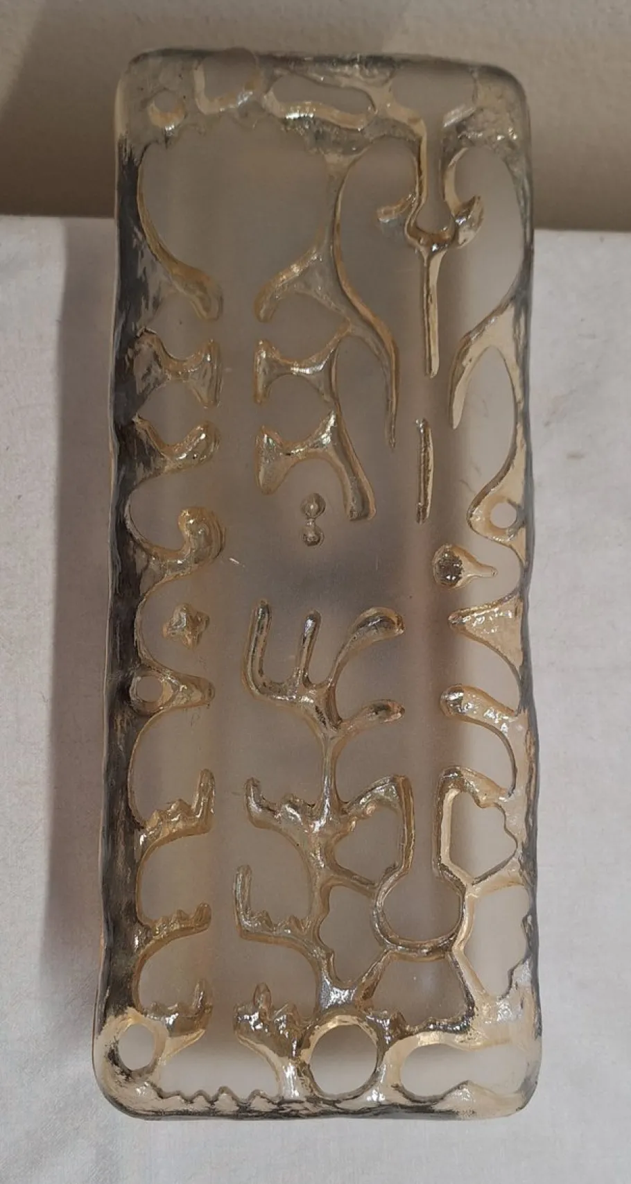 Hot Pamono Flat German Vintage Wall Lamp with Brutalist Cut Glass Shade in Black Metal Mounting by Peill & Putzler, 1970s