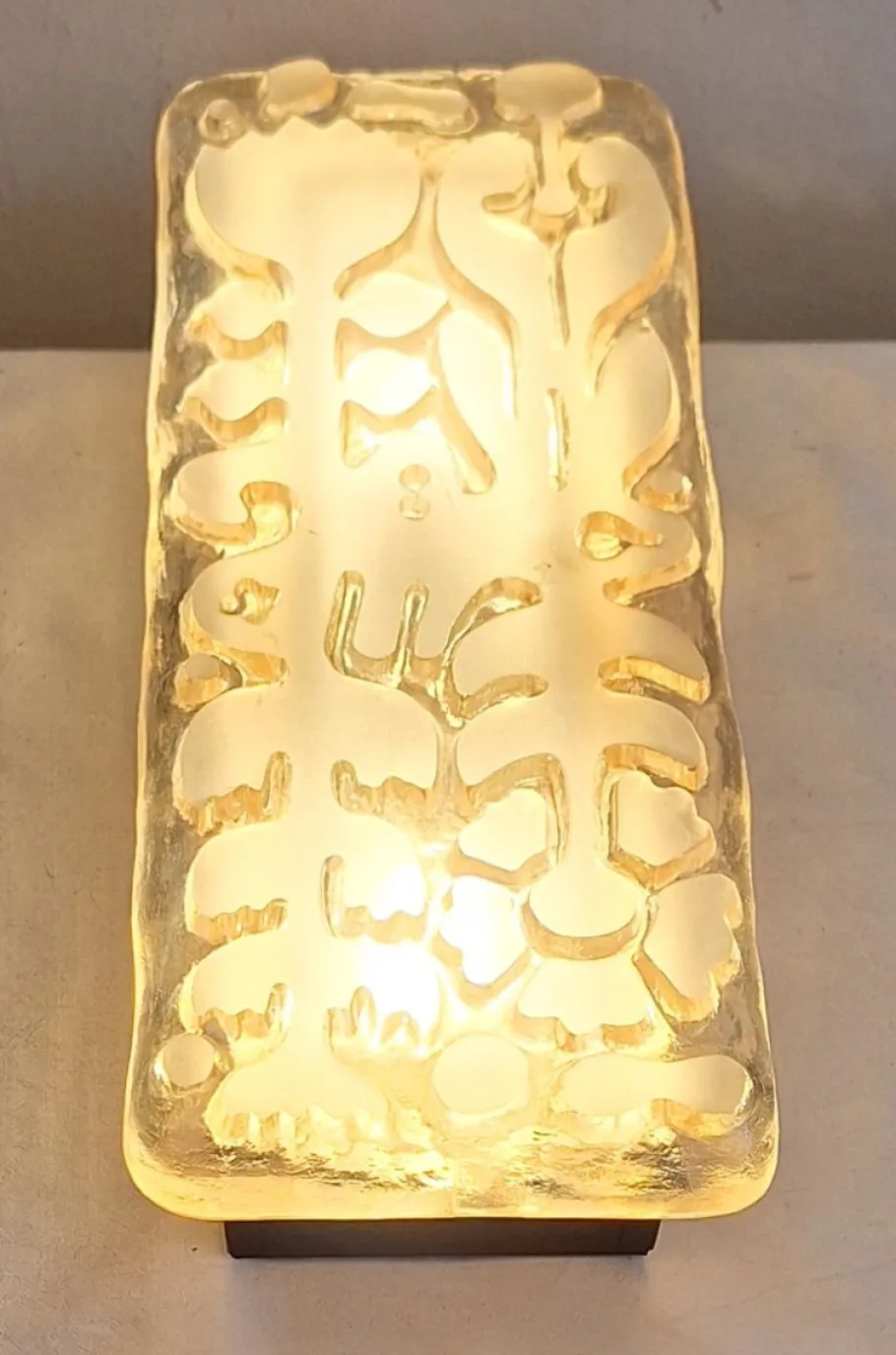 Hot Pamono Flat German Vintage Wall Lamp with Brutalist Cut Glass Shade in Black Metal Mounting by Peill & Putzler, 1970s