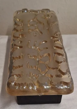 Hot Pamono Flat German Vintage Wall Lamp with Brutalist Cut Glass Shade in Black Metal Mounting by Peill & Putzler, 1970s