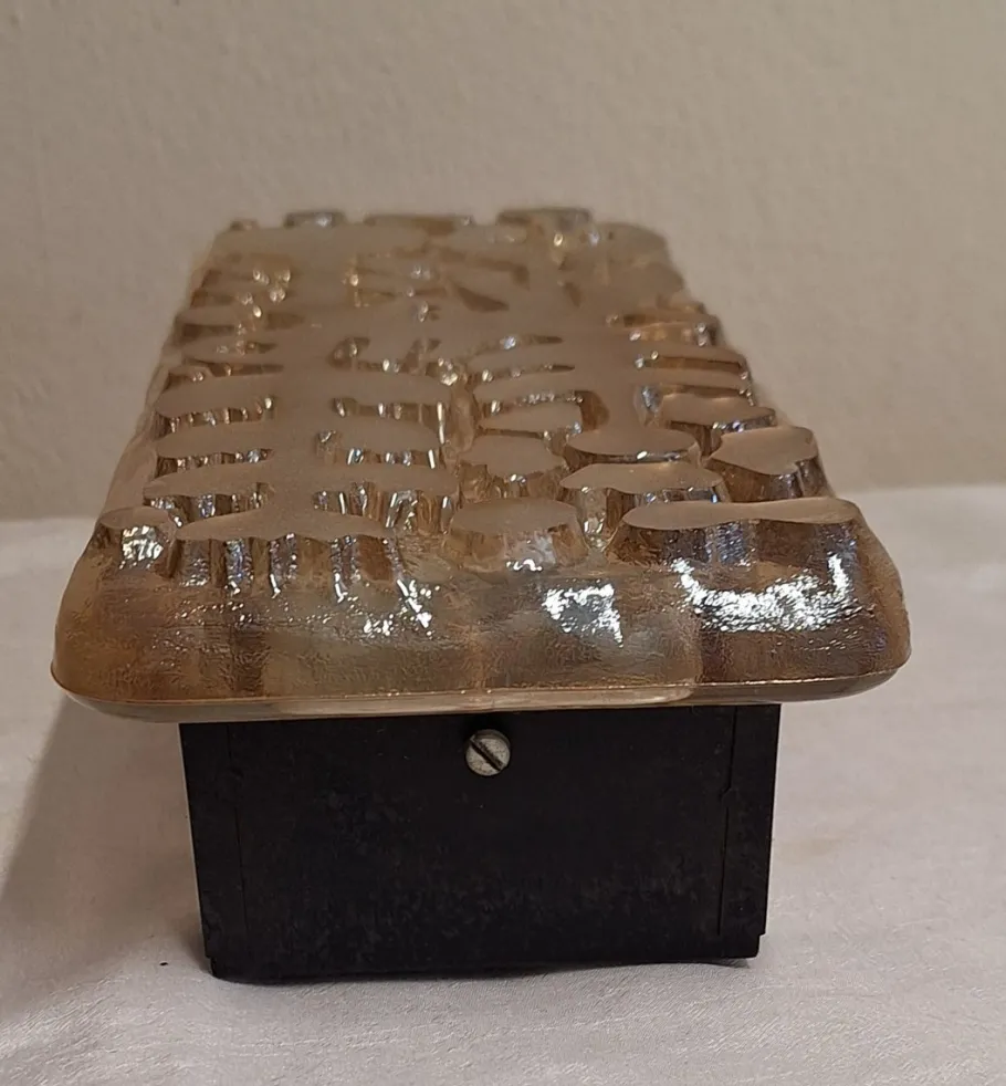 Hot Pamono Flat German Vintage Wall Lamp with Brutalist Cut Glass Shade in Black Metal Mounting by Peill & Putzler, 1970s