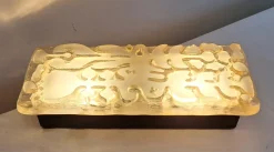 Hot Pamono Flat German Vintage Wall Lamp with Brutalist Cut Glass Shade in Black Metal Mounting by Peill & Putzler, 1970s