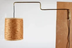 Discount Pamono Flexible Wall Light in Brass and Cane in the style of Paavo Tynell, Denmark, 1950s