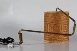 Discount Pamono Flexible Wall Light in Brass and Cane in the style of Paavo Tynell, Denmark, 1950s