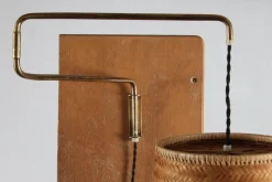 Discount Pamono Flexible Wall Light in Brass and Cane in the style of Paavo Tynell, Denmark, 1950s