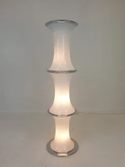 Pamono Floor Lamp in Bamboo by Enrico Tronconi for Vistosi, 1970s