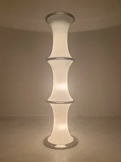 Pamono Floor Lamp in Bamboo by Enrico Tronconi for Vistosi, 1970s