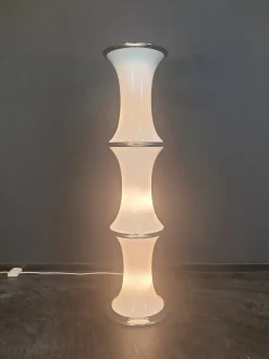 Pamono Floor Lamp in Bamboo by Enrico Tronconi for Vistosi, 1970s