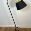 Outlet Pamono Floor Lamp in Black Lacquered Metal and Brass in the style of Jean Royère