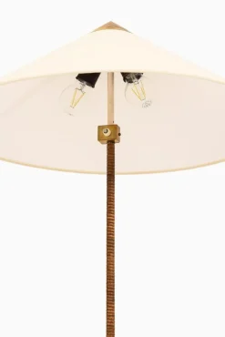 Pamono Floor Lamp in Brass and Cane attributed to Paavo Tynell, 1950s