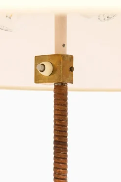 Pamono Floor Lamp in Brass and Cane attributed to Paavo Tynell, 1950s