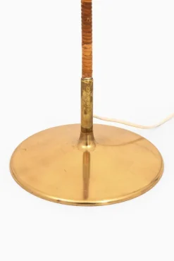 Pamono Floor Lamp in Brass and Cane attributed to Paavo Tynell, 1950s