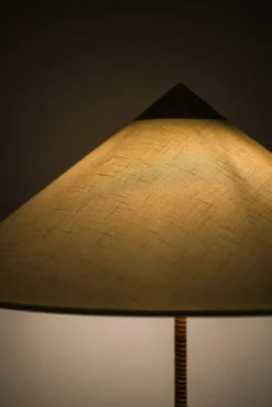 Pamono Floor Lamp in Brass and Cane attributed to Paavo Tynell, 1950s