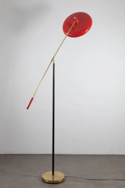 Discount Pamono Floor Lamp in Brass and Metal from Stilnovo, 1950s