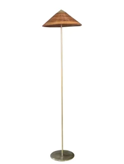Clearance Pamono Floor Lamp in Brass and Rattan in the style of Paavo Tynell, Italy, 1960s