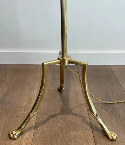 Sale Pamono Floor Lamp in Brass and Tripod Base with Claw Feet from Maison Jansen