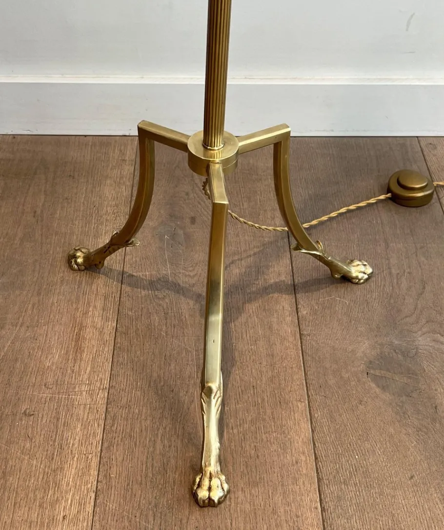 Sale Pamono Floor Lamp in Brass and Tripod Base with Claw Feet from Maison Jansen