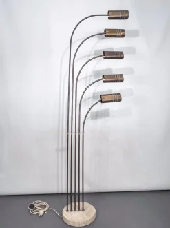 Hot Pamono Floor Lamp in Brass and Travertine attributed to Goffredo Reggiani, Italy, 1960s