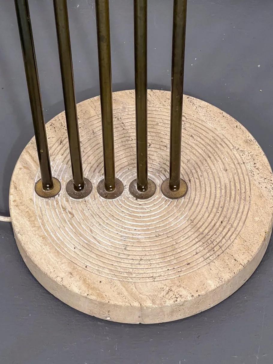 Hot Pamono Floor Lamp in Brass and Travertine attributed to Goffredo Reggiani, Italy, 1960s