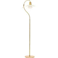 Discount Pamono Floor Lamp in Bronze and Brass with Glass Shades attributed to Poul Henningsen, 1940s