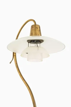 Discount Pamono Floor Lamp in Bronze and Brass with Glass Shades attributed to Poul Henningsen, 1940s