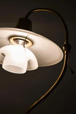 Discount Pamono Floor Lamp in Bronze and Brass with Glass Shades attributed to Poul Henningsen, 1940s