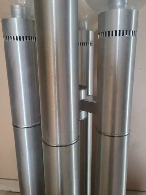 Best Pamono Floor Lamp in Brushed Aluminum Tubes and Murano Glass, Italy, 1970s
