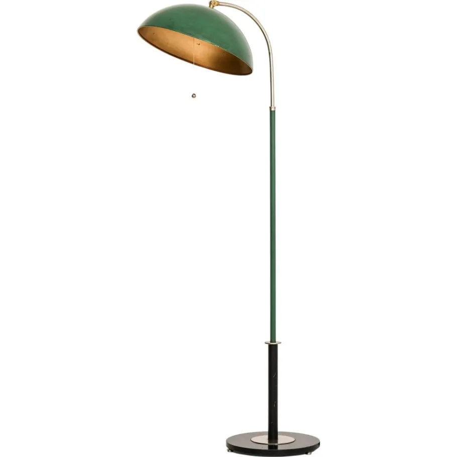 New Pamono Floor Lamp in Frame in White Metal and Green attributed to Harald Notini, 1930s