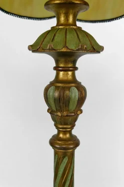 Online Pamono Floor Lamp in Gilded Carved Wood and Pearly Glass, 1890s
