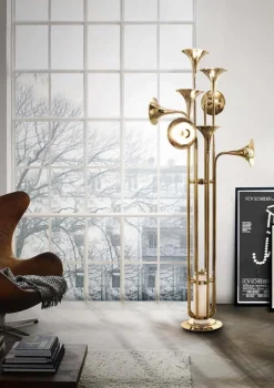 Outlet Pamono Floor Lamp in Gold and Brass