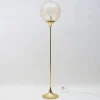 Discount Pamono Floor Lamp in Gold with Large Glass Shade & Gold Details on Trumpet Base, 1970s