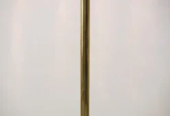 Discount Pamono Floor Lamp in Gold with Large Glass Shade & Gold Details on Trumpet Base, 1970s