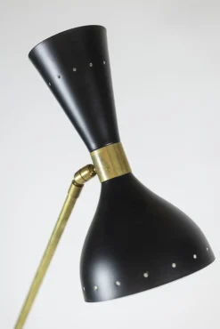 Sale Pamono Floor Lamp in Perforated Sheet Metal and Gilded Brass, 1960s