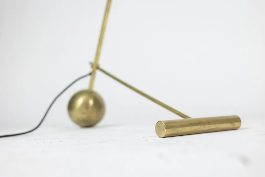 Sale Pamono Floor Lamp in Perforated Sheet Metal and Gilded Brass, 1960s