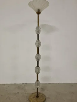 Hot Pamono Floor Lamp in Rostrato Glass attributed to Barovier & Toso, 1940s
