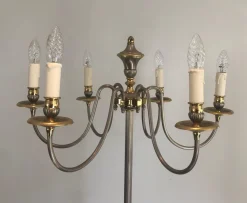 Sale Pamono Floor Lamp in Silver Metal and Brass with 6 Arms, 1920s