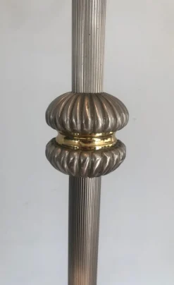 Sale Pamono Floor Lamp in Silver Metal and Brass with 6 Arms, 1920s