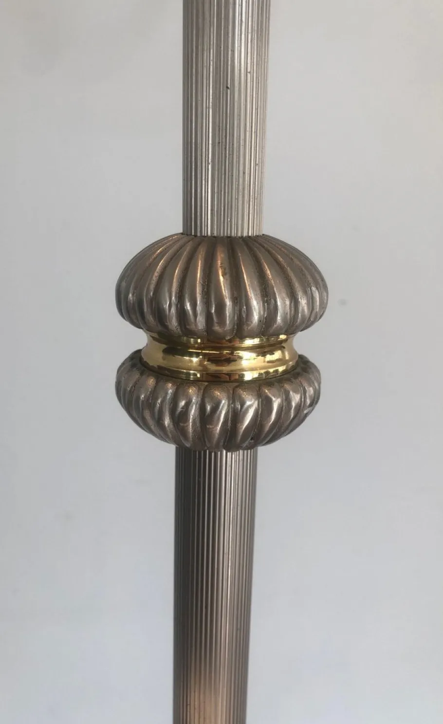 Sale Pamono Floor Lamp in Silver Metal and Brass with 6 Arms, 1920s