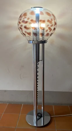 Clearance Pamono Floor Lamp in Steel and Murano Glass attributed to Mazzega, Italy, 1960s