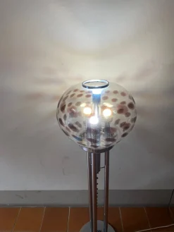 Clearance Pamono Floor Lamp in Steel and Murano Glass attributed to Mazzega, Italy, 1960s