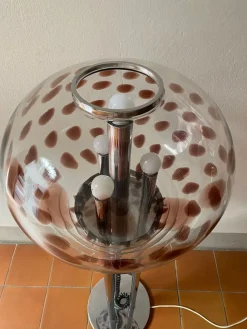 Clearance Pamono Floor Lamp in Steel and Murano Glass attributed to Mazzega, Italy, 1960s