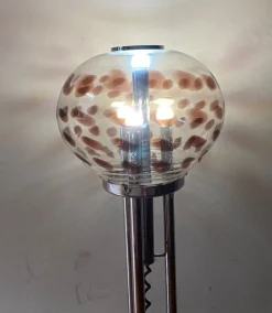 Clearance Pamono Floor Lamp in Steel and Murano Glass attributed to Mazzega, Italy, 1960s