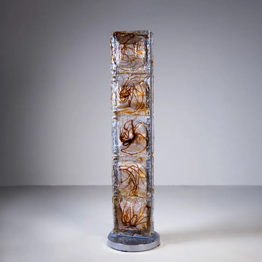 Best Pamono Floor Lamp in Steel and Murano Glass, 1970